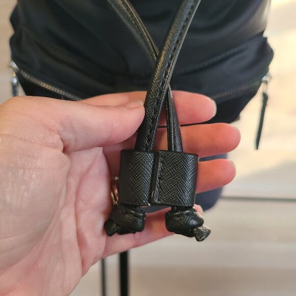 Guess Alpena Nylon Drawstring Satchel Flap Buckle Closure Mini Black Backpack - Picture 4 of 11